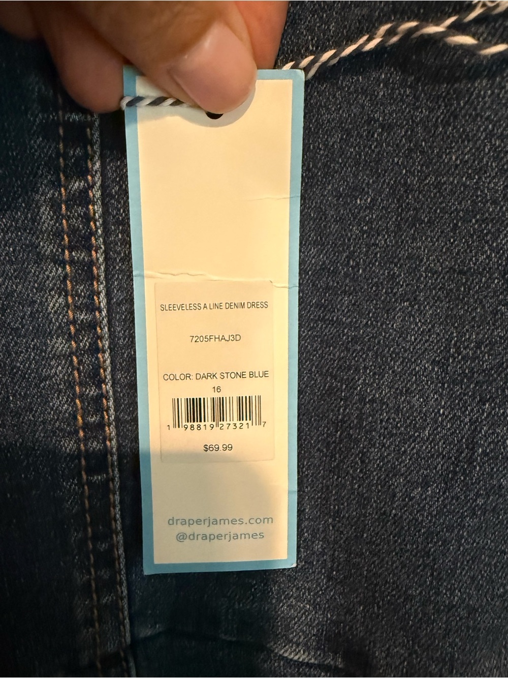 NWT Draper James Sleeveless Denim A-Line Dress Size 16 Blue Zip Back - Picture 3 of 5